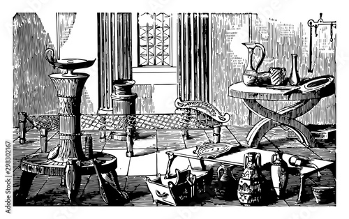 Laboratory, Ancient vintage illustration.