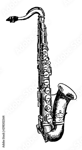 Tenor Saxophone, vintage illustration.