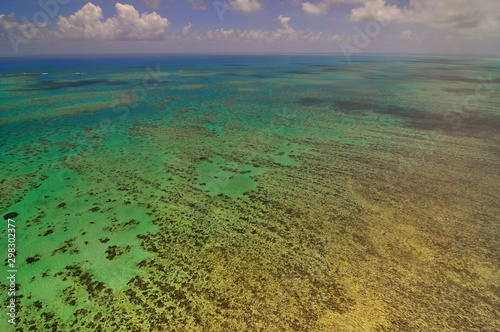 Aerial view of the Great Barrier Reef in Queensland Australia. photo