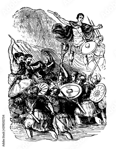 Caesar in England vintage illustration.