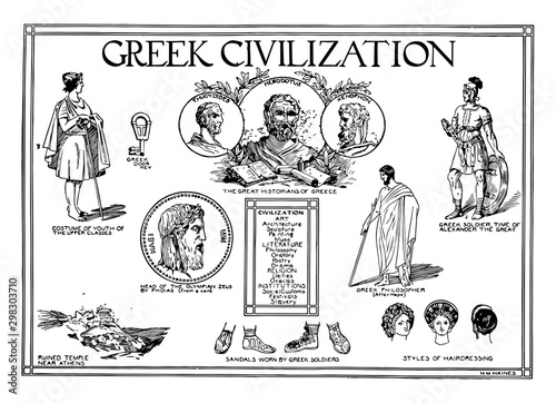 Greek Poster, vintage illustration.