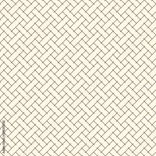 Abstract braiding background. Seamless surface pattern with repeated diagonal weave rectangular tiles. Wicker wallpaper