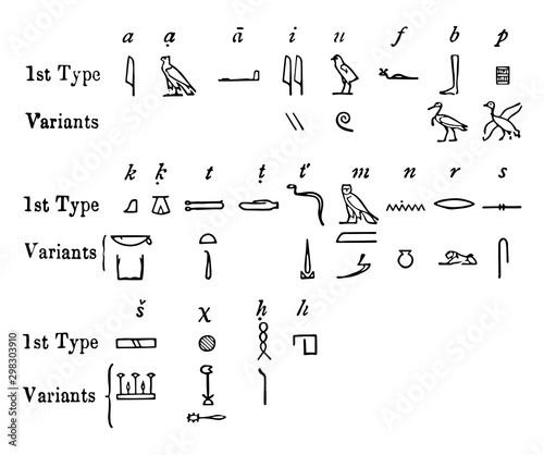 Heiroglyphics, vintage illustration.