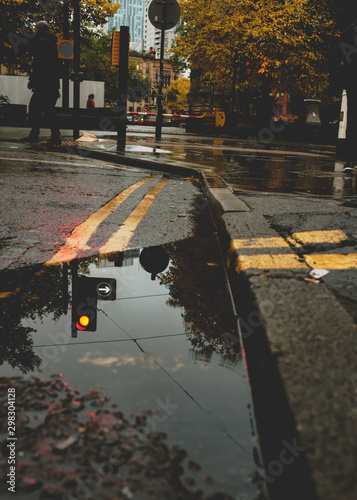 The streets of Manchester on a rainy day