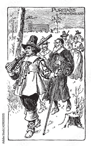 Fotografie Puritans,vintage illustration
