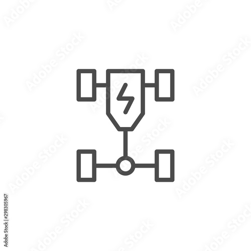 Electric car chassis line outline icon