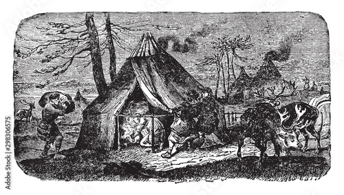 Vogul Encampment, vintage illustration.