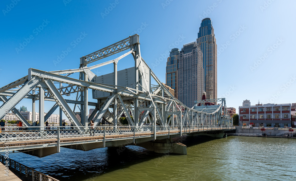 Tianjin famous architectural landscape steel bridge..