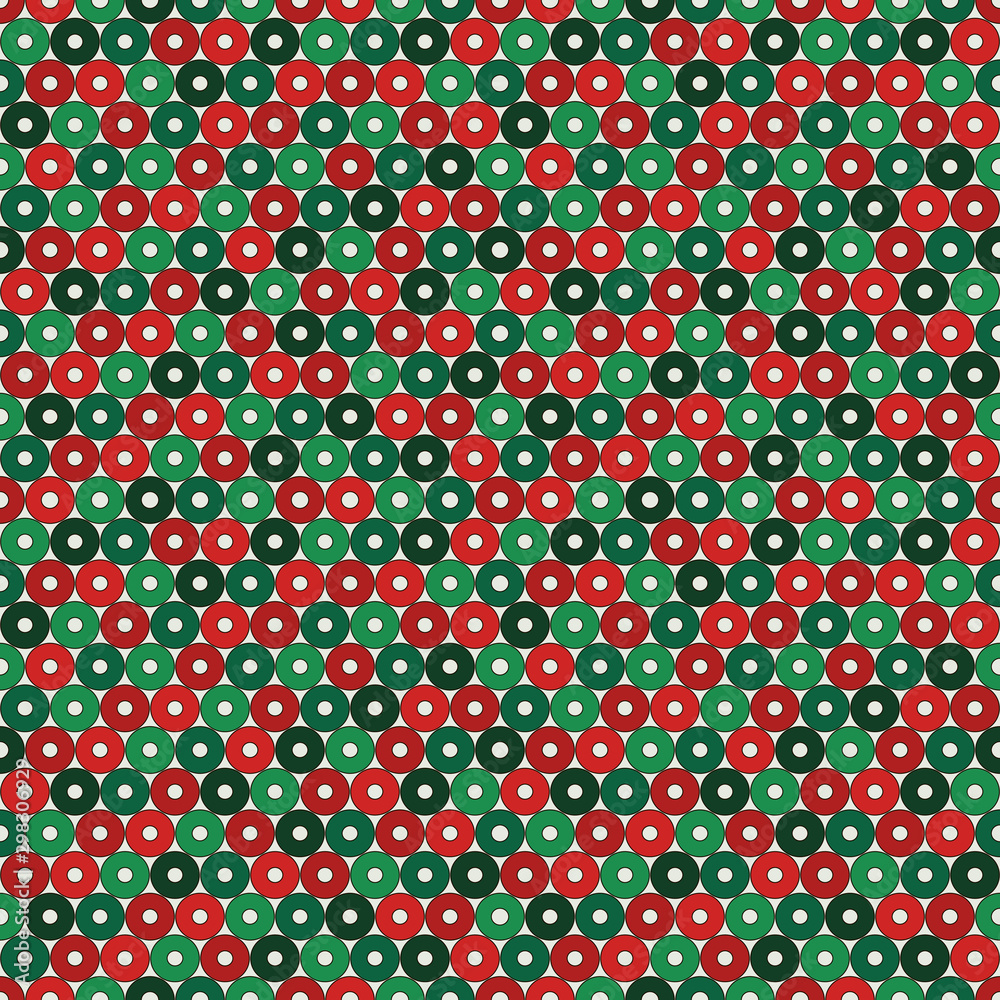Christmas traditional colors seamless pattern with repeated circles. Bubble motif. Geometric modern style texture. Christmas traditional colors seamless pattern with repeated circles. Bubble motif. Geometric modern style texture.