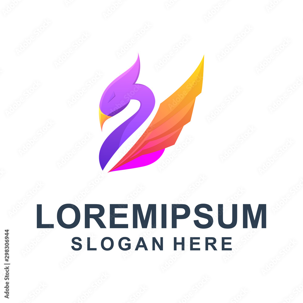 Colorful Abstract Swan Logo Design Colorful Abstract Swan Logo Design