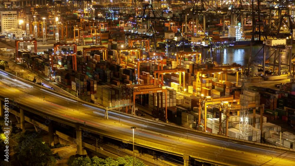 Timelapse large Hong Kong overpass road with busy traffic Timelapse large Hong Kong overpass road with busy traffic