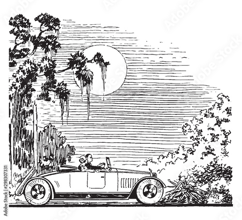 Roadster, vintage illustration.
