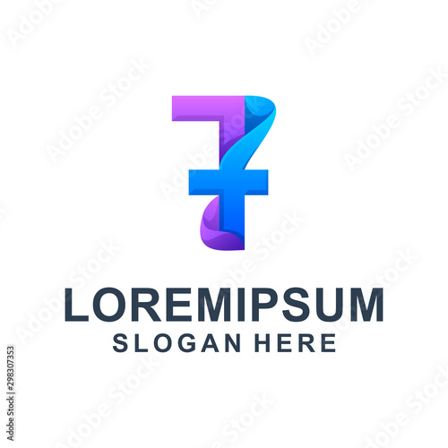 Free Download Colorful Abstract Number Seven Logo Design - GFXLoad