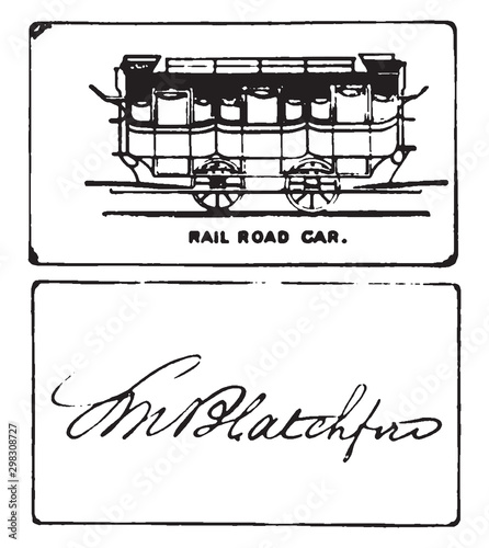 Railroad Ticket, vintage illustration.