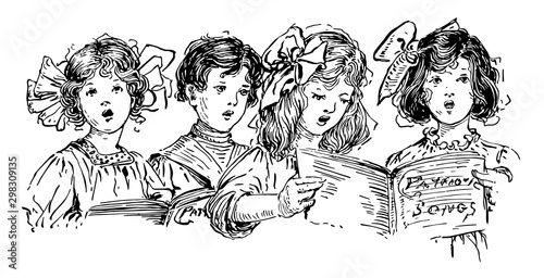 Choir, vintage illustration.