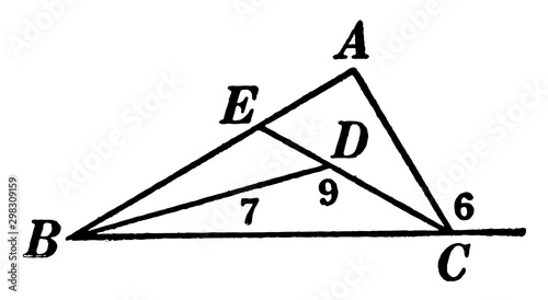 Segments and Angles in a Triangle vintage illustration.
