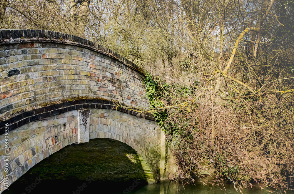 Detailed view from the riverbank of a famous, 18th century footbridge, built from bricks. Featured in fairy tale novels dating back many years. Detailed view from the riverbank of a famous, 18th century footbridge, built from bricks. Featured in fairy tale novels dating back many years.