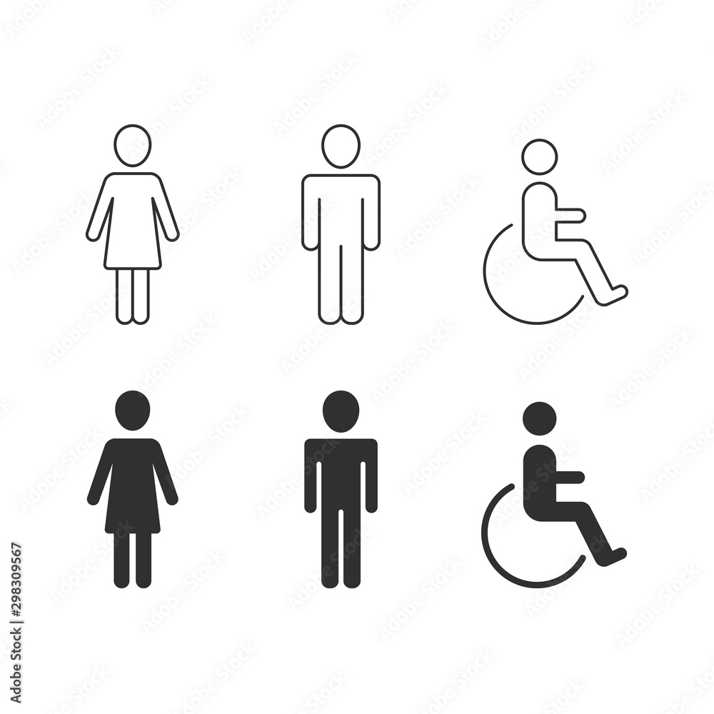 People signs: woman, man, handicap People signs: woman, man, handicap