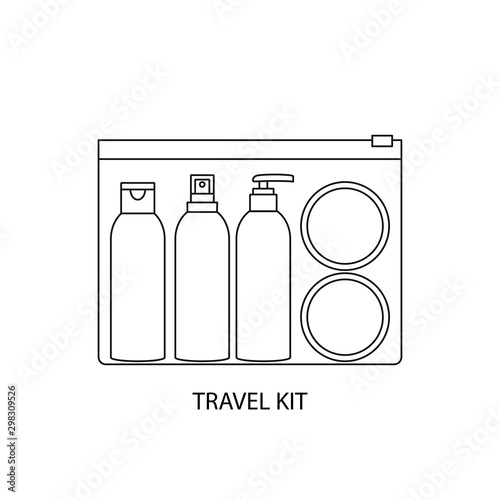 Travel kit cosmetics simple vector illustration