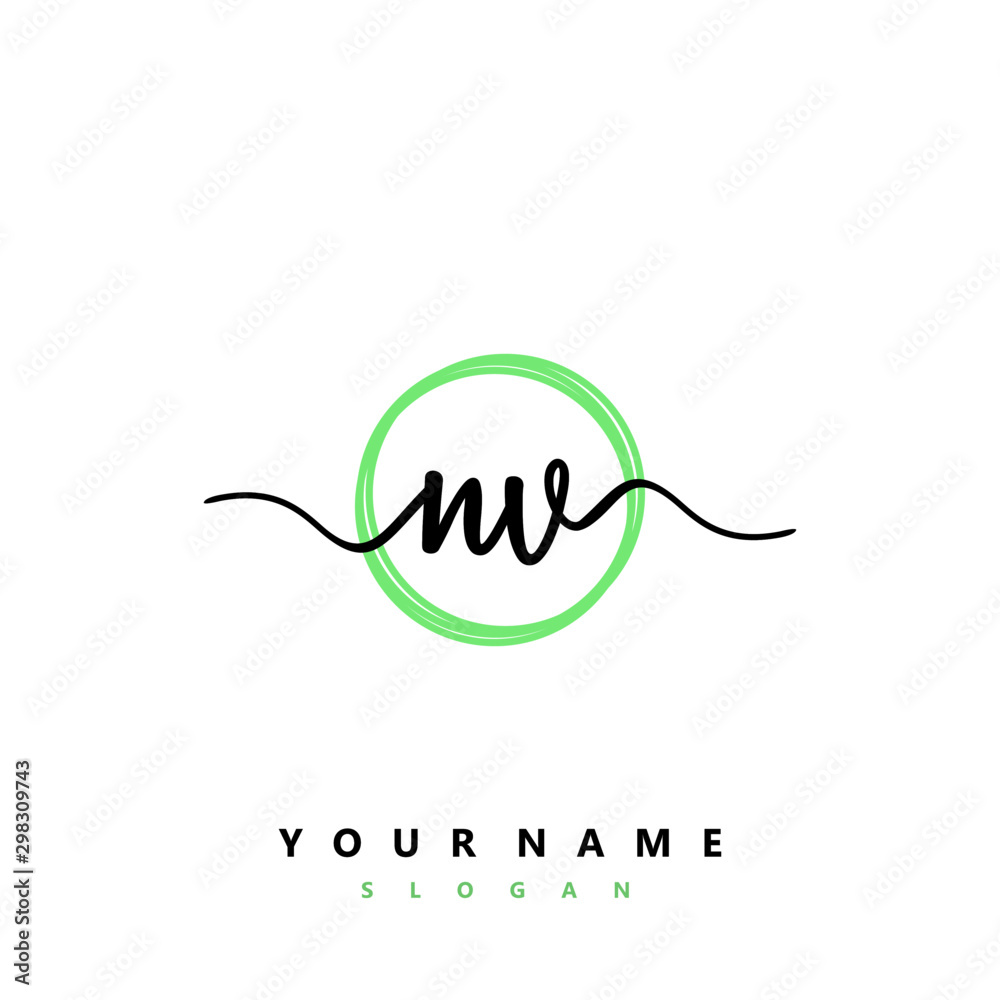 NV Initial handwriting logo vector NV Initial handwriting logo vector