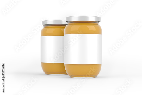 Jam Jelly Jar Packaging Blank White Mockup