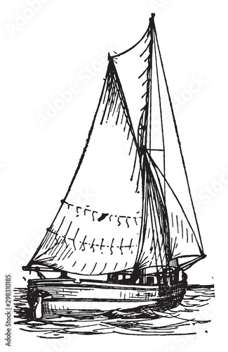 Sloop, vintage illustration. photo