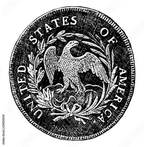 United States Silver Dollar vintage illustration.