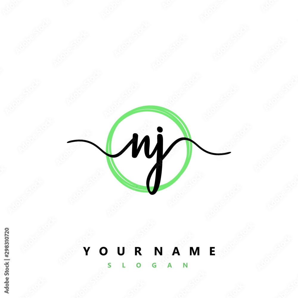 NJ Initial handwriting logo vector NJ Initial handwriting logo vector
