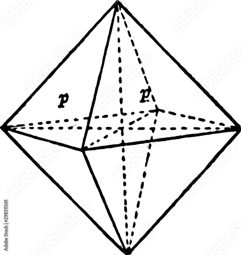 Octahedron vintage illustration.