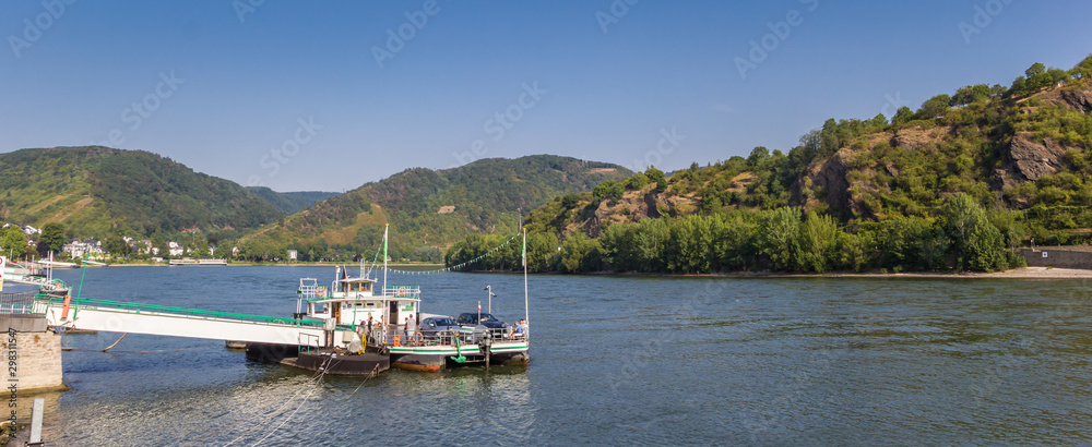 Panorama of the car ferry on the Rhine river in Boppard, Germany