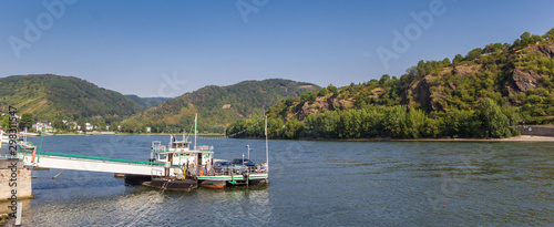 Panorama of the car ferry on the Rhine river in Boppard, Germany