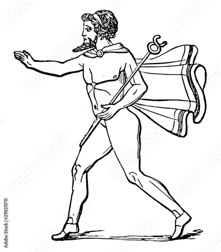 Caduceus vintage illustration.