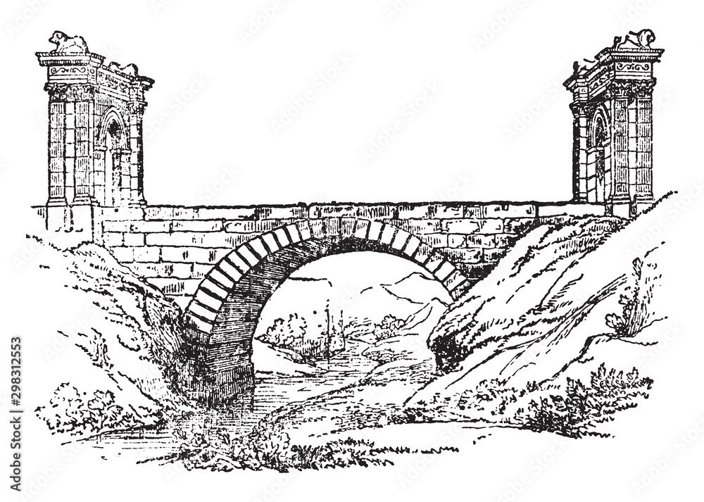 St Chamas Bridge, vintage illustration.