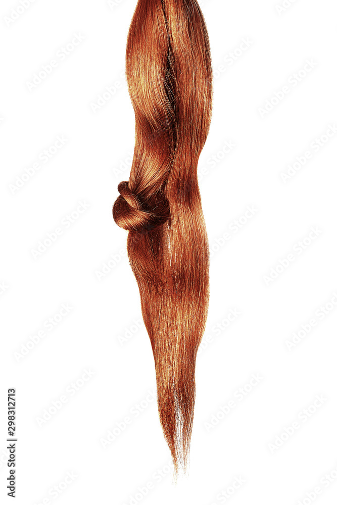 Henna hair knot isolated on white background. Long straight ponytail Henna hair knot isolated on white background. Long straight ponytail