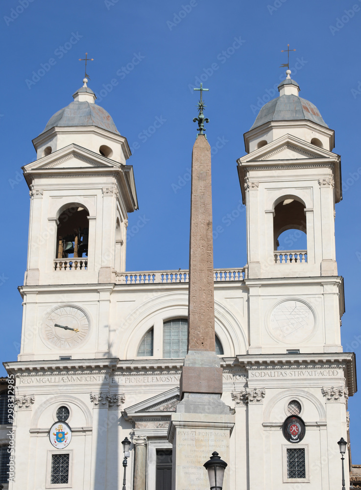 twins belltowers of Trinita dei Monti Church in Rome in Italy