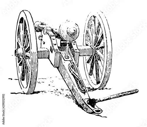 Civil War Canon, vintage illustration.