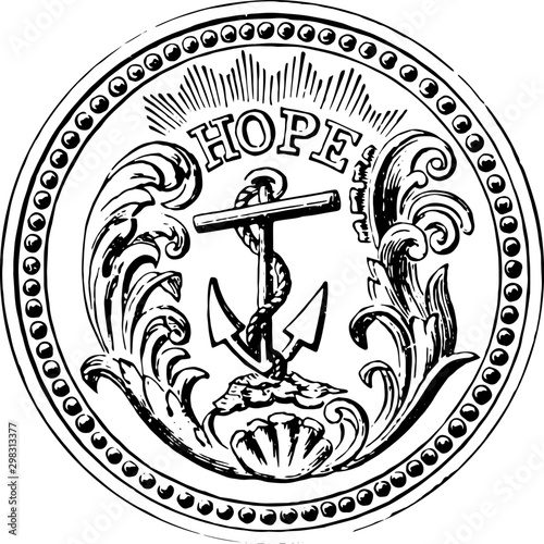 Rhode Island seal vintage illustration