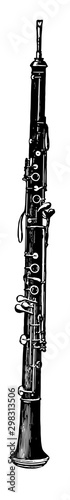 Oboe, vintage illustration.