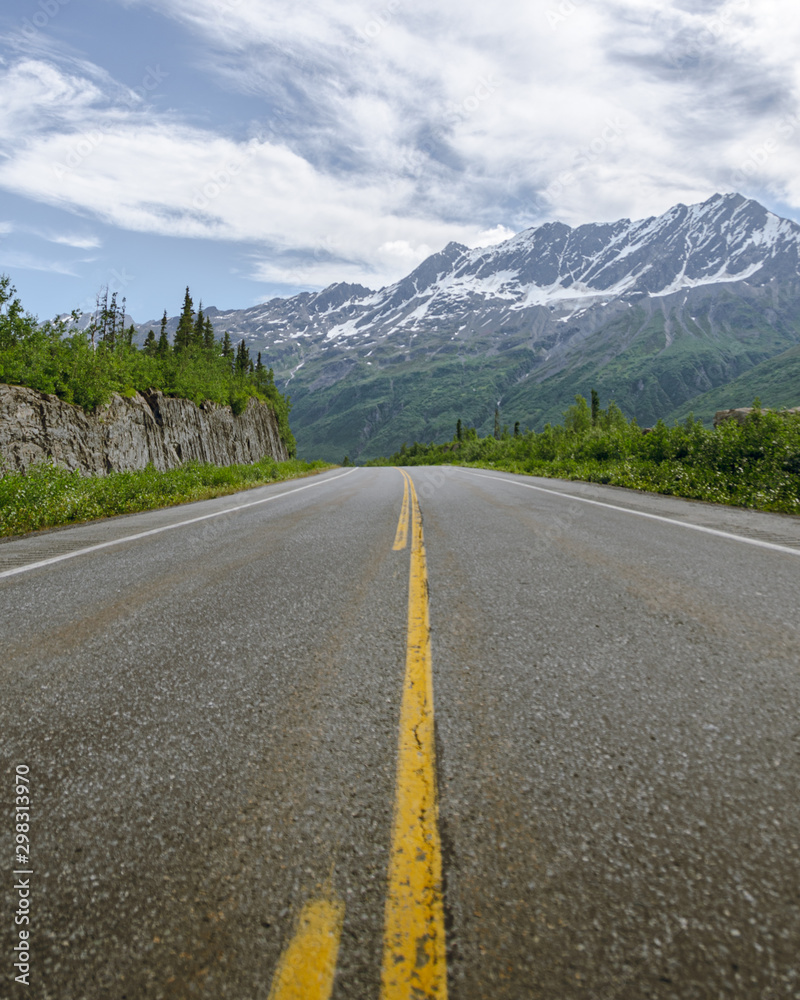 Fototapeta premium Richardson highway on a mountain road in southern alaska