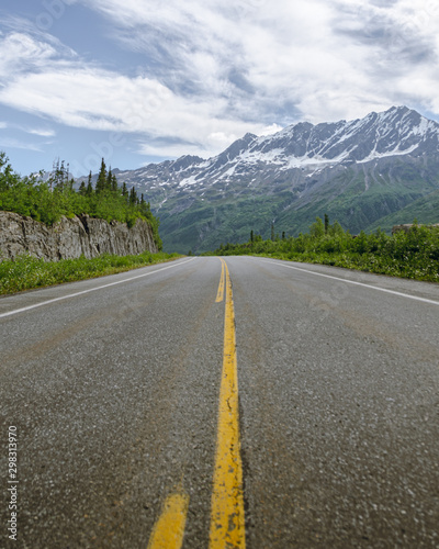 Richardson highway on a mountain road in southern alaska 