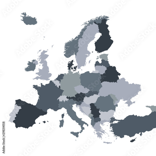Grey Europe Map