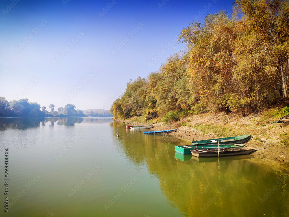 River Tisa and clear sky ,Serbia,Vojvodina.