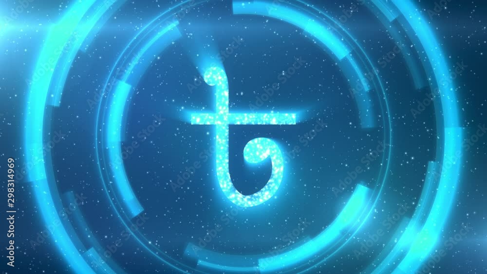 Blue Bangladeshi taka currency symbol centered on a starscape background with HUD elements. Seamlessly loopable animation. Blue Bangladeshi taka currency symbol centered on a starscape background with HUD elements. Seamlessly loopable animation.