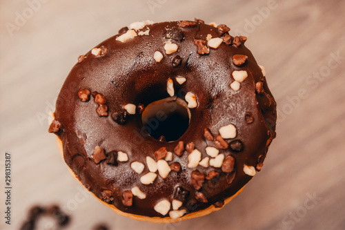 close up of chocolate donut