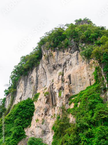 Stone or rock mountain or hill with green tree and writh cloud Prachuap Khiri Khan Thailand 