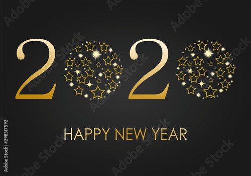 Happy new year 2020, black