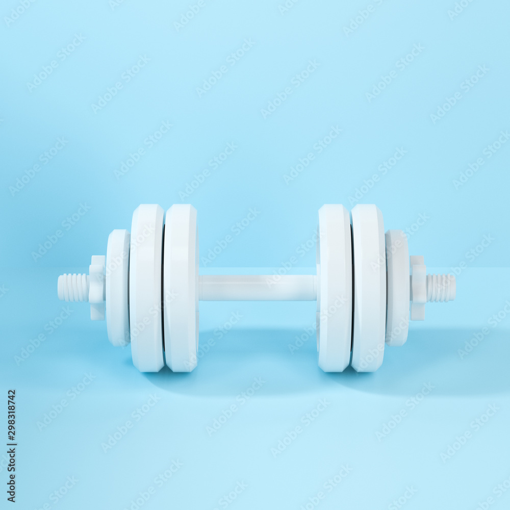Dumbbells with blue background, fitness theme, 3d rendeirng. Dumbbells with blue background, fitness theme, 3d rendeirng.