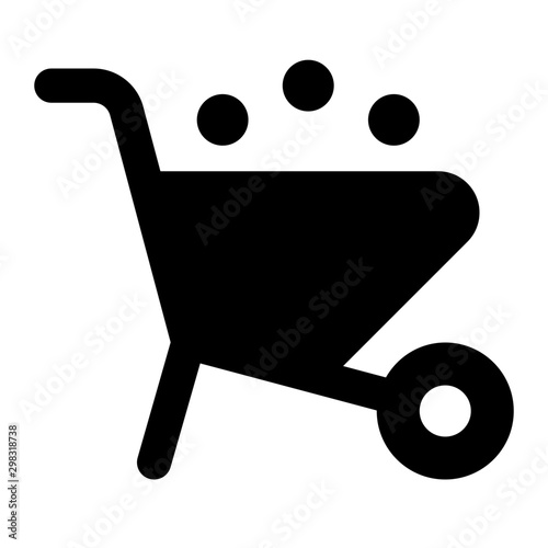 Wheelbarrow Glyph Icon Vector