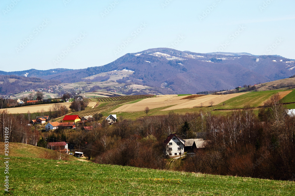 Beskids Mountains in Early Spring. Poland.