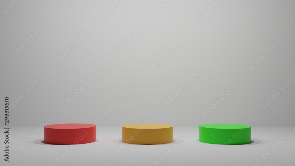 3 3D podium buttons red orange and green. bad okay good 3 3D podium buttons red orange and green. bad okay good